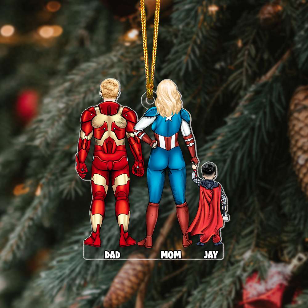 Personalized Superhero Family Christmas Ornament