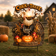 Load image into Gallery viewer, "Chick or Treat!" – Personalized Spooky Farm Halloween Chick Yard Sign - Unique Gift for Halloween Lovers
