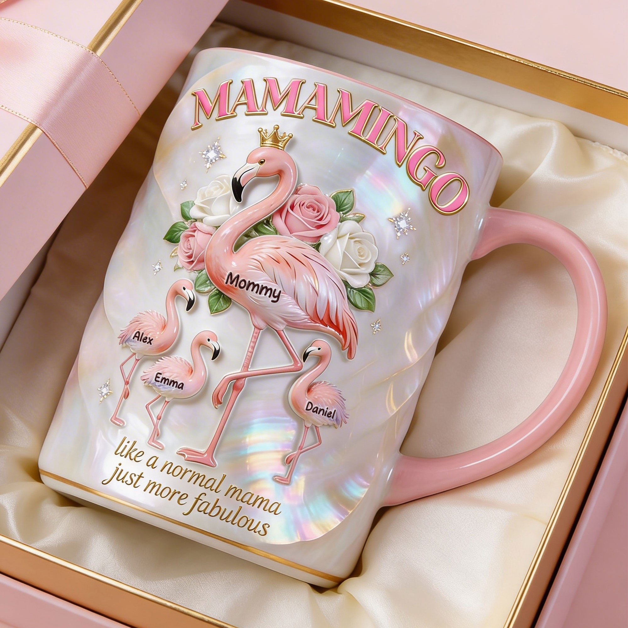 “Like a Normal Mama, Just More Fabulous” - Flamingo Mom and Kids Coffee Accent Mug - Personalized Gift for Moms, Grandmas, and More Coffee Mug PopCulturePrints
