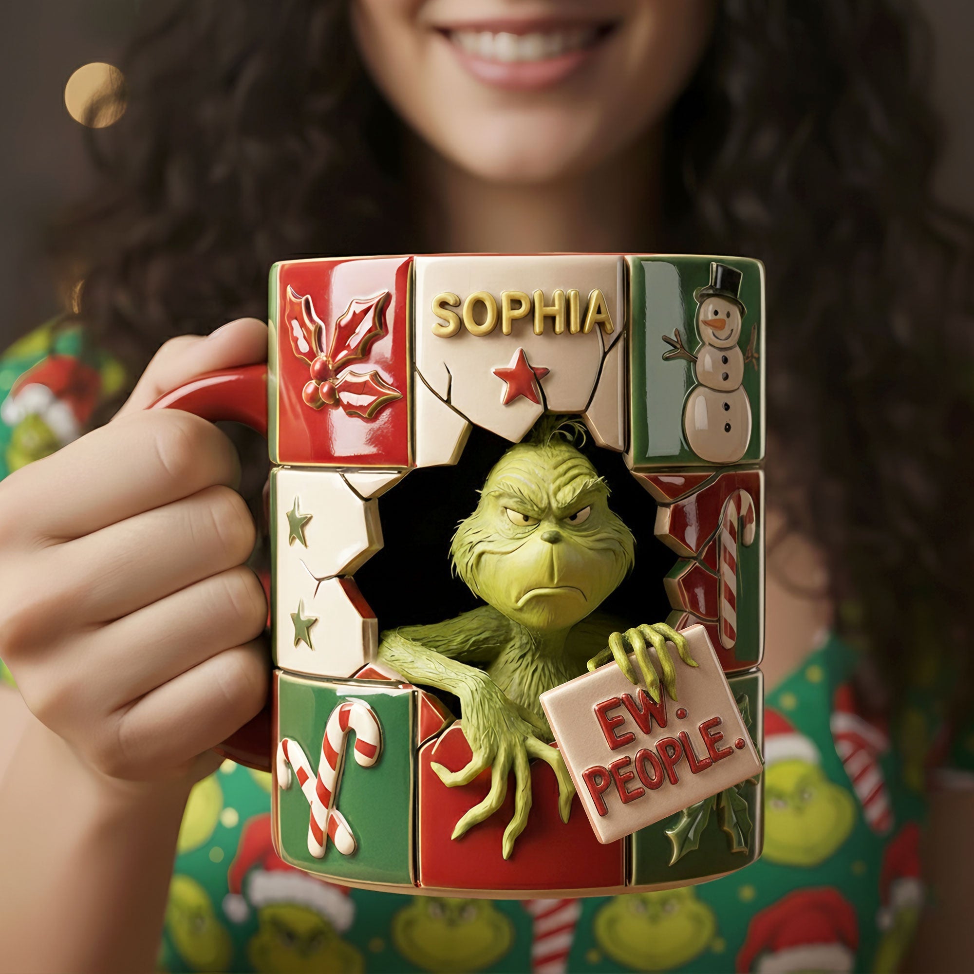 "Ew People!" – Funny Green Monster Coffee Mug – Personalized Gift for Christmas Coffee Mug PopCulturePrints