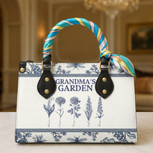 Load image into Gallery viewer, Grandma&#39;s Garden Leather Bag - A Personalized Treasure for Grandma Leather Bag PopCulturePrints
