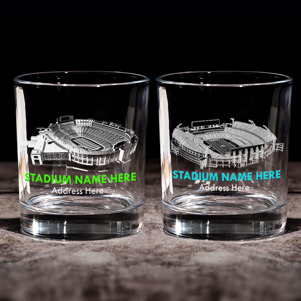 Personalized American Football Stadium Whiskey Glass Whiskey Glass PopCulturePrints