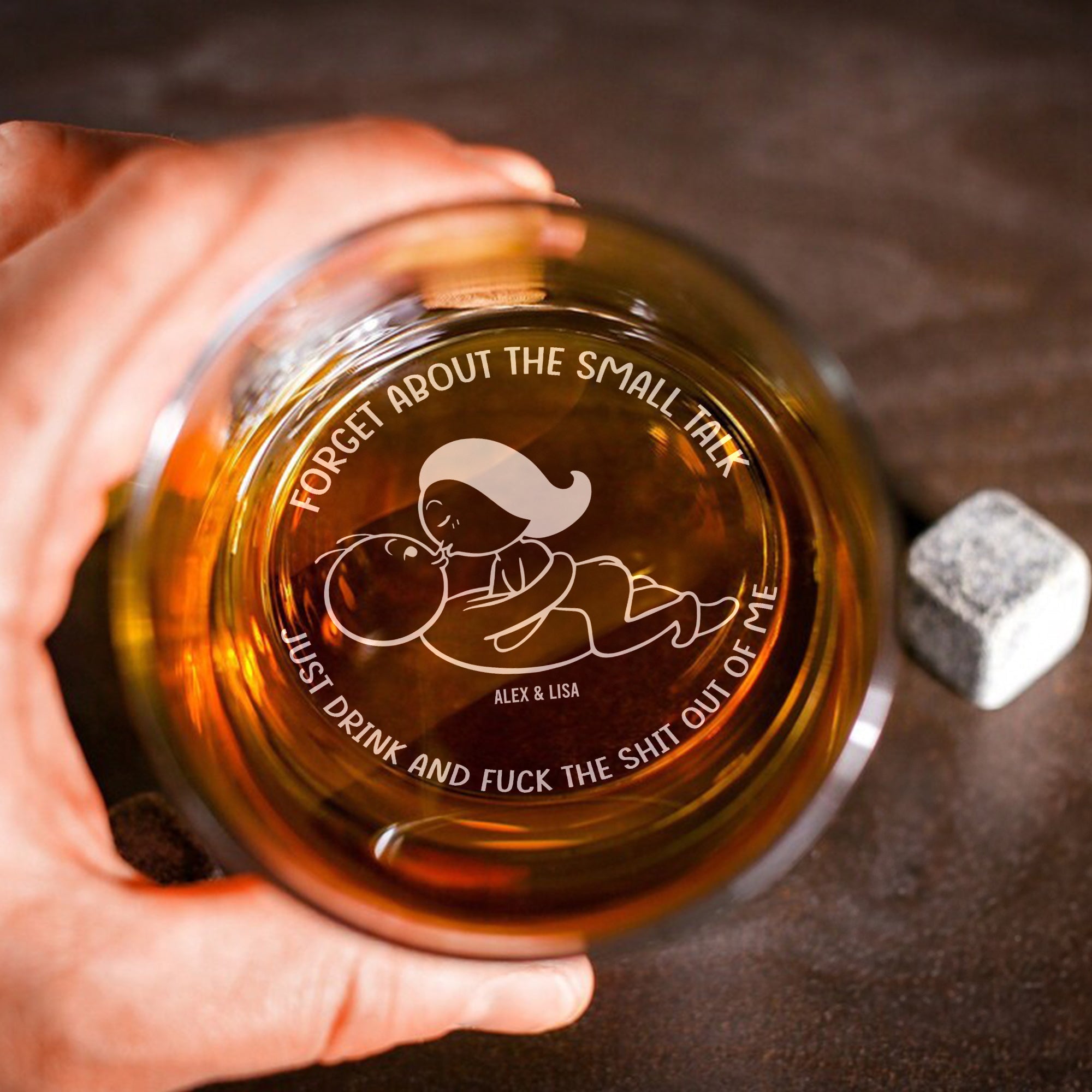 Personalized Engraved Whiskey Glass for Couples - Custom Love Design Whiskey Glass PopCulturePrints