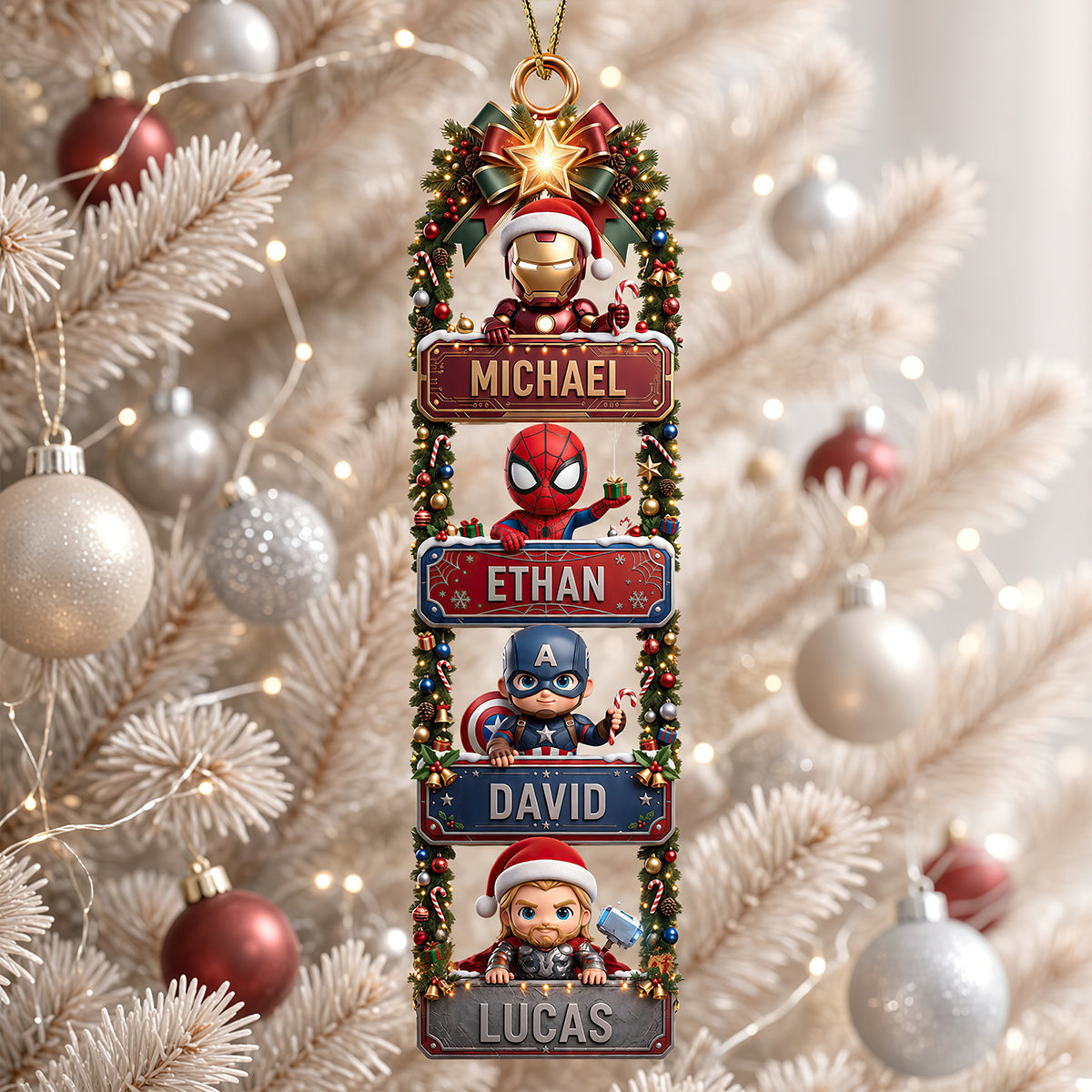 "Celebrate The Protector Within - Personalized Family Acrylic Ornament for Christmas"