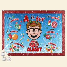 Load image into Gallery viewer, Personalized Christmas Jigsaw Puzzle for Kids - Custom Name &amp; Positive Affirmations
