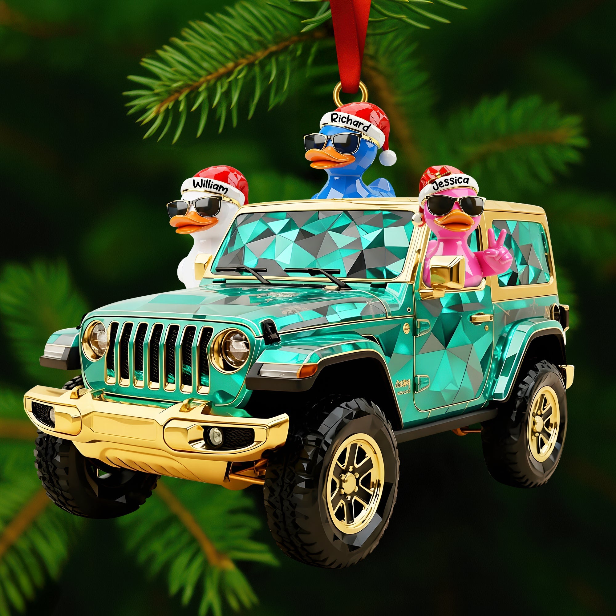 Jolly Off-road Ride With Duck Gang - Personalized Gift for Adventure Enthusiasts Ornament PopCulturePrints