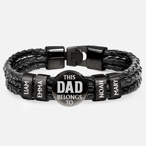 Celebrate Your Bond - Personalized Leather Braided Bracelet - Gift for Dad, Grandpa & More Leather Braided Bracelet PopCulturePrints