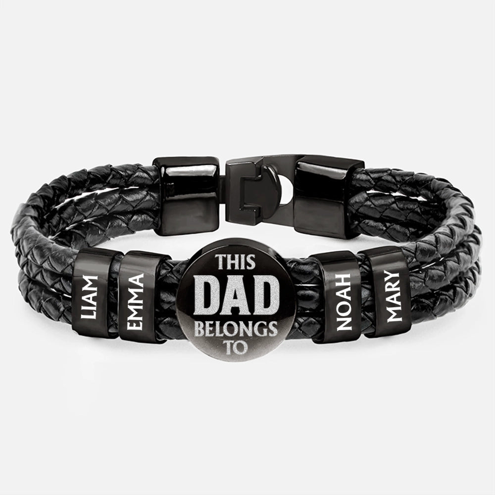 Celebrate Your Bond - Personalized Leather Braided Bracelet - Gift for Dad, Grandpa & More Leather Braided Bracelet PopCulturePrints