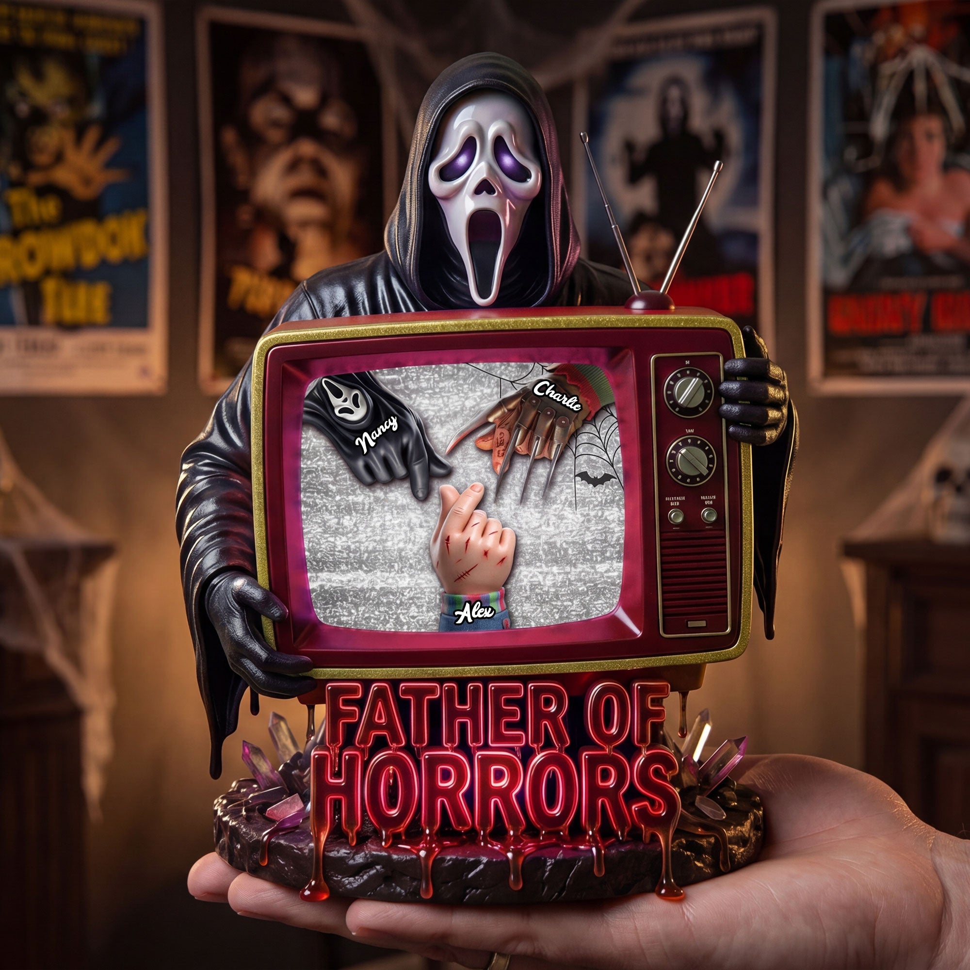 “Celebrate the Fear!” – Dark Horror Dad Light Box - Personalized Gift for Dads, Grandpas & Horror Lovers Light Box PopCulturePrints