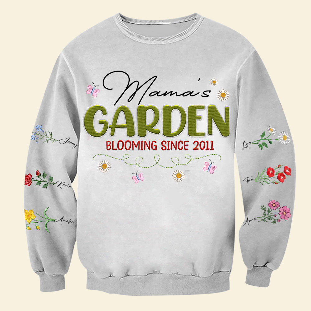 “A Garden of Love: Personalized & Customizable Embroidered Mom Shirt – Perfect Gift for Mom, Grandma & More” AOP Products PopCulturePrints