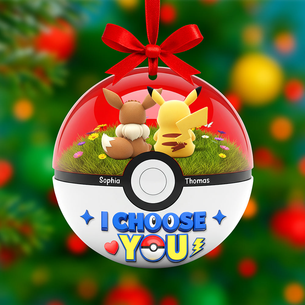 I Choose You - Personalized Cartoon Couple Christmas Ornament Ornament PopCulturePrints