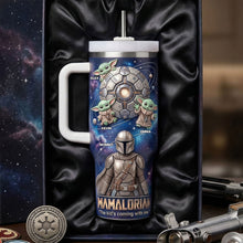 Load image into Gallery viewer, "The Kid's Coming With Me" - Personalized MAMALORIAN 40oz Tumbler - Gift for Mom, Grandma, and Star Wars Fans Tumbler Cup PopCulturePrints
