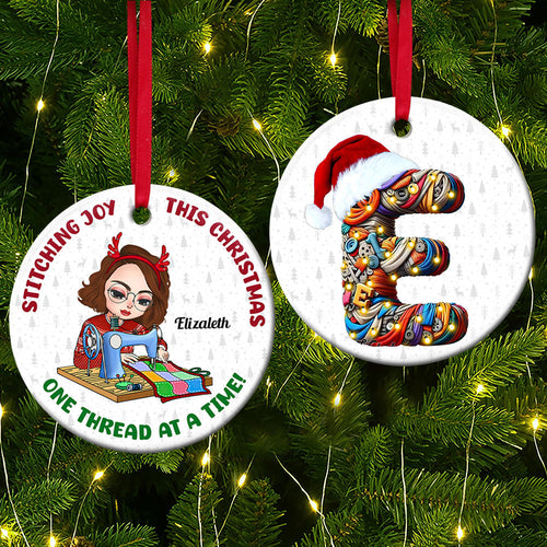 Personalized Alphabet Ornament for Sewing Enthusiasts Ornament PopCulturePrints