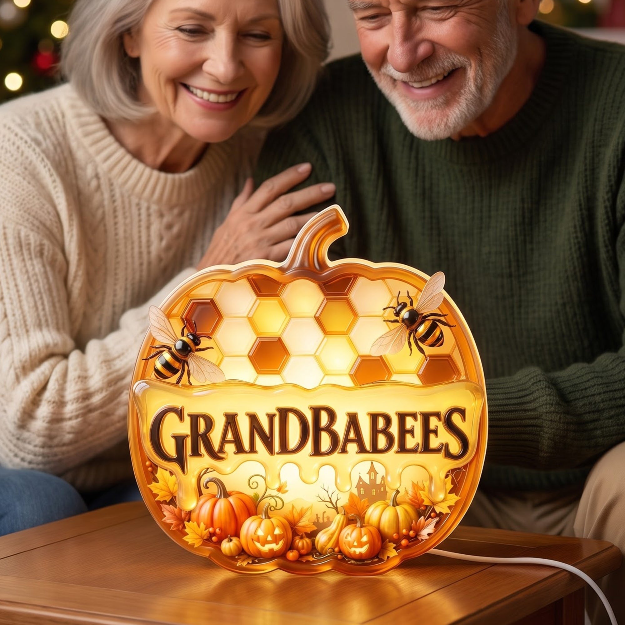 Illuminate Memories: Personalized Grandbabees Light Box - Unique Halloween Gift for Grandparents and Loved Ones