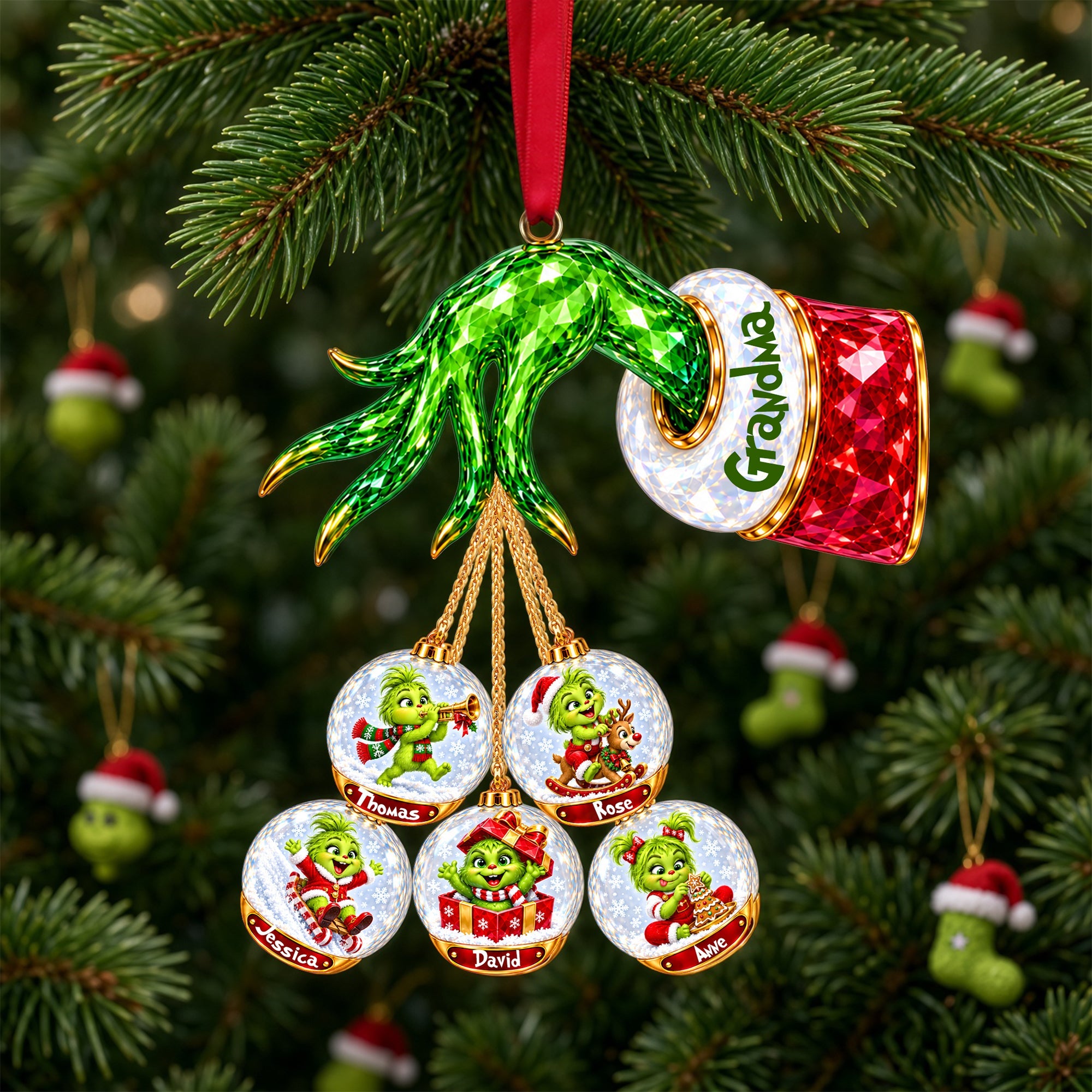 “Celebrate Family Mischief” - Furry Mischief Family Acrylic Ornament - Personalized Christmas Gifts for Loved Ones