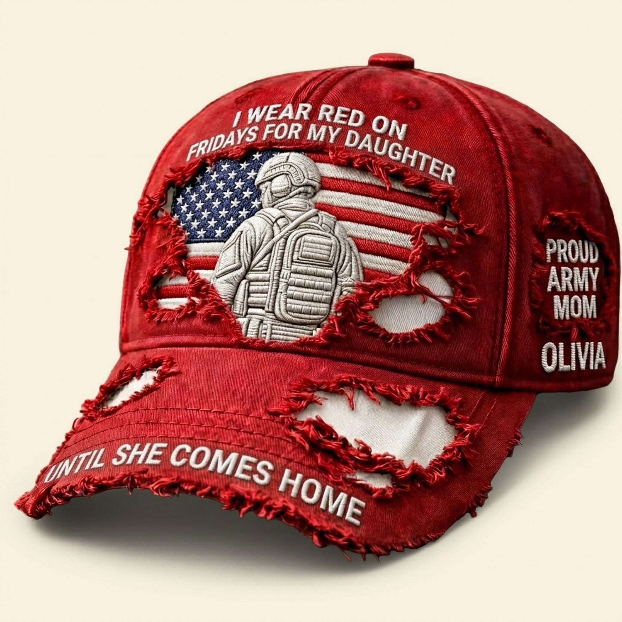 I Wear Red on Fridays for My Daughter - Proud Military Mom Classic Cap - Personalized Gift for Mom Caps PopCulturePrints