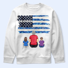 Load image into Gallery viewer, “Celebrate Family with Stars &amp; Stripes” - Personalized T-Shirt for Dads and Grandpas T-shirt PopCulturePrints
