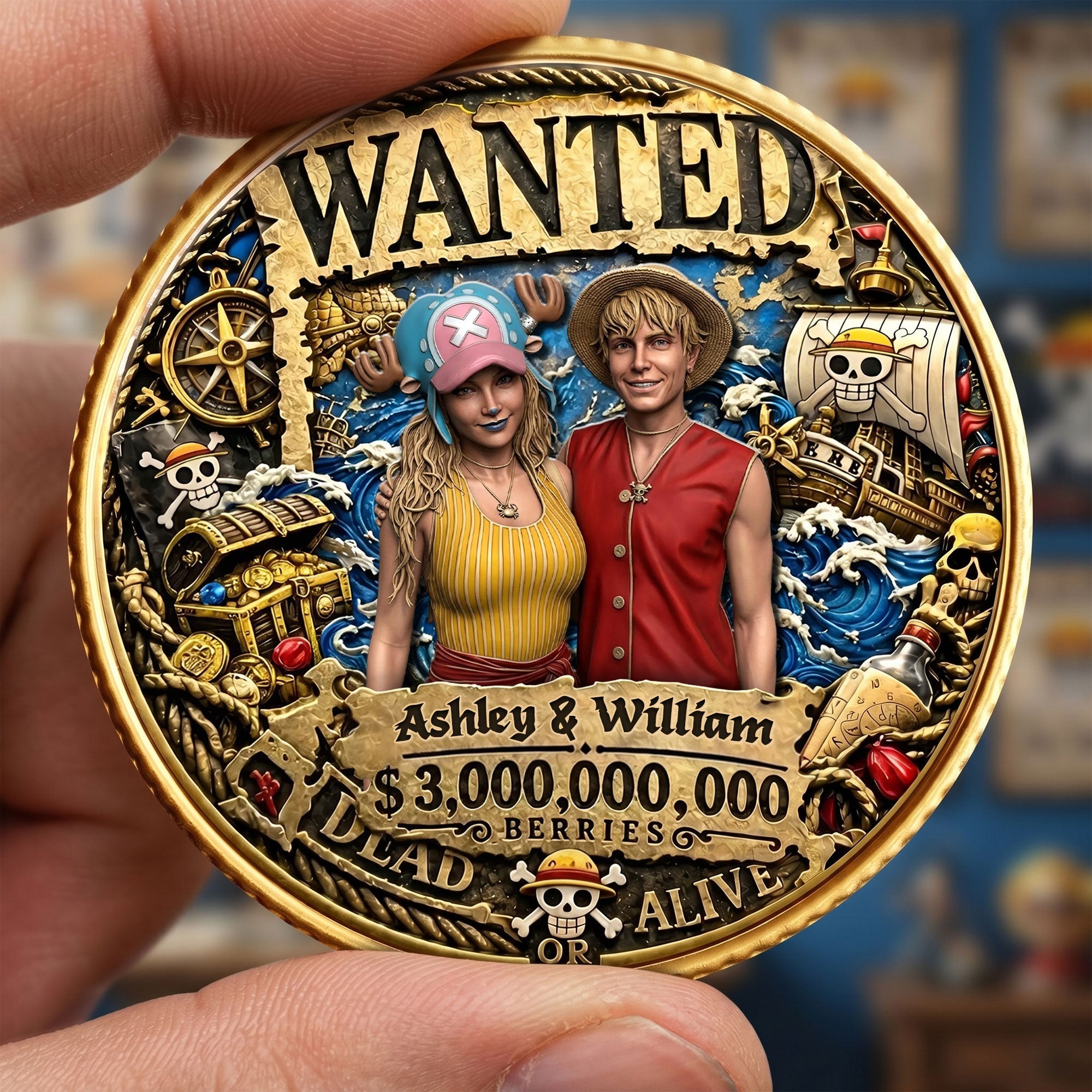 “Celebrating Your Adventure Together” - Adventure Legend Metal Coin, Custom Photo for Couples - Perfect Gift for Lovers and Friends