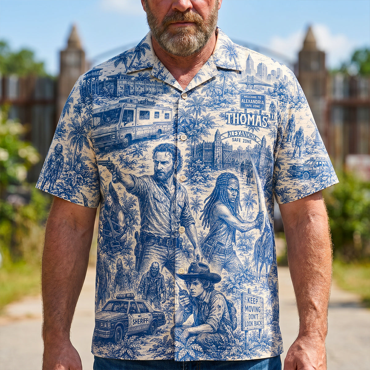 “Survive the Apocalypse in Style” - Personalized Apocalypse Hawaiian Shirt - Unique Gift for Fans of Zombie Culture, Friends & Family