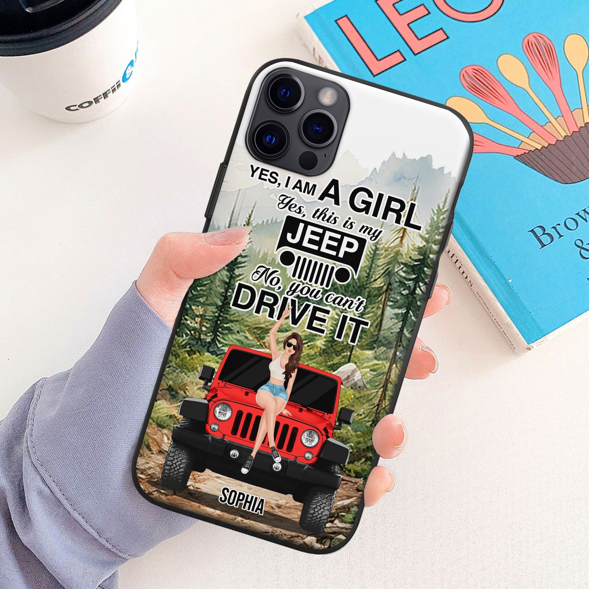 Personalized Girl Jeep Phone Case - Customizable Name & Design