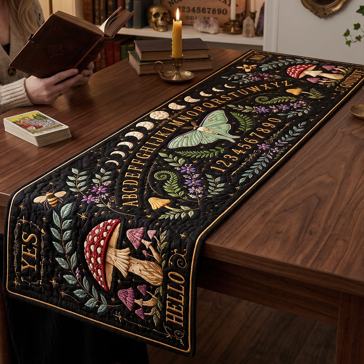 "Embrace the Magic of Halloween with Style" - Gothic Board Quilted Table Runner - Personalized Gift for Spooky Enthusiasts and Home Decor Lovers Quilted Table Runner PopCulturePrints