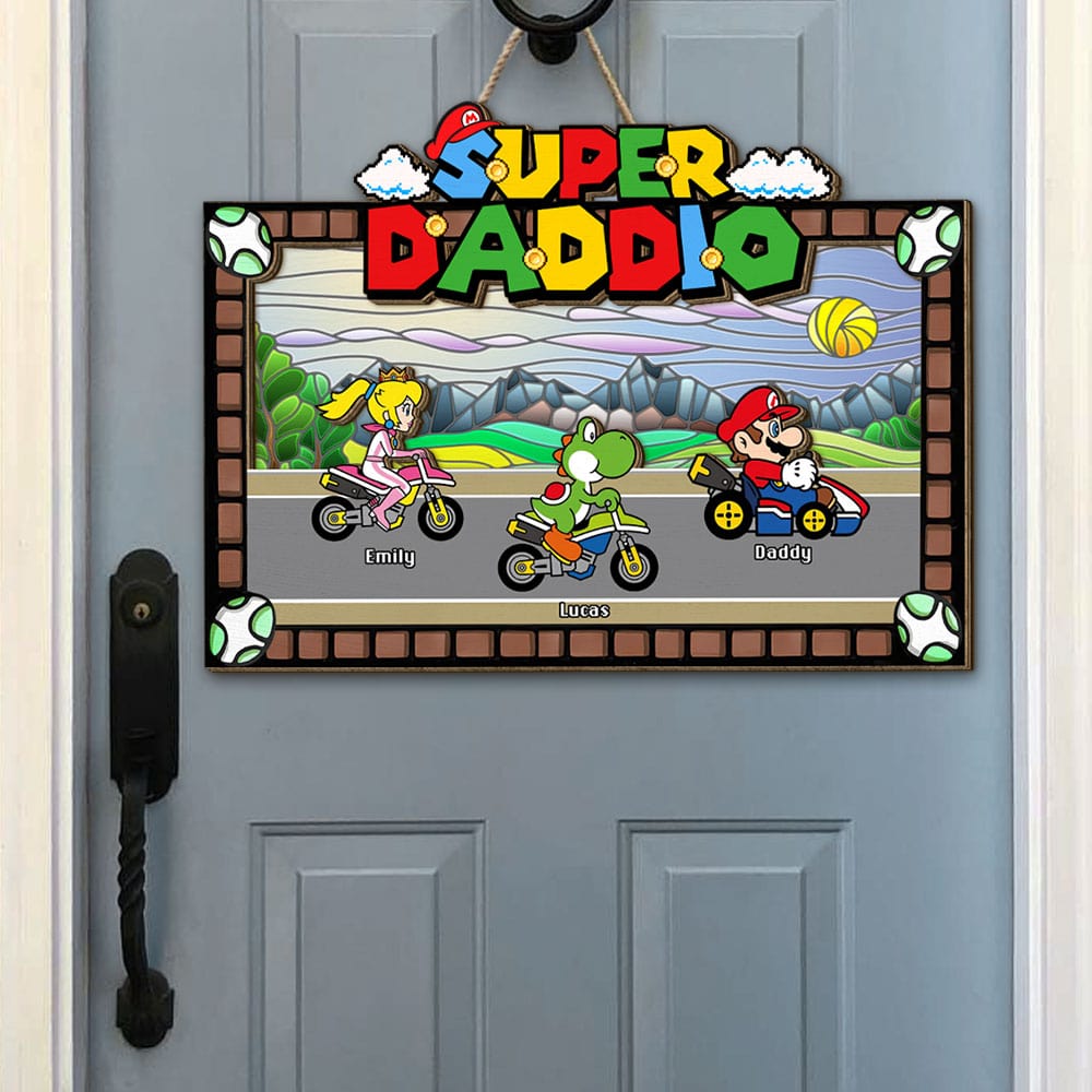 Super Dad Personalized Wood Sign - Fun Gaming Theme Wood Sign PopCulturePrints