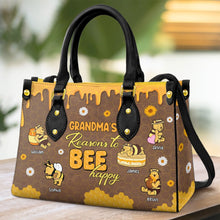 Load image into Gallery viewer, Personalized Grandma&#39;s Reasons to Bee Happy Leather Handbag
