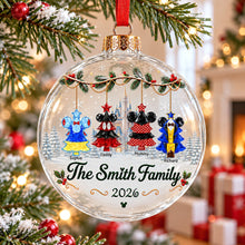 Load image into Gallery viewer, "Family Traditions Wrapped in Love" - Personalized Snowball Acrylic Ornament - Unique Christmas Gift for Mom, Dad, Family, and Friends
