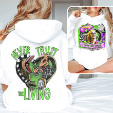 Load image into Gallery viewer, Horror Movie Lover&#39;s Halloween T-Shirt - Never Trust The Living Design
