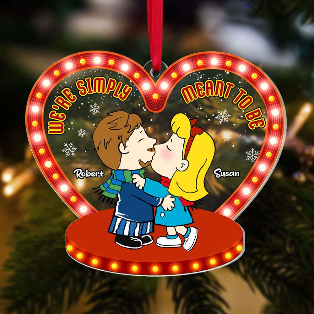 Personalized Christmas Ornament for Couples - Cartoon Couple Kissing