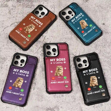 Load image into Gallery viewer, My Bosses Are Calling And I Must Go - Personalized Leather Flip Wallet Phone Case | Unique Gift for Dog Lovers Leather Flip Wallet Phone Case PopCulturePrints
