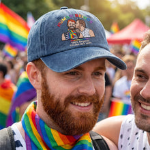 Load image into Gallery viewer, "Celebrate Forever Love with Every Cap" - Custom Photo Wash Cap - Gift for LGBTQ+ Friends and Family Caps PopCulturePrints
