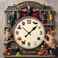 Load image into Gallery viewer, "Time for a Spooktacular Halloween" - Conjuring Mansion Hanging Wall Clock, Personalized Gift for Halloween Enthusiasts
