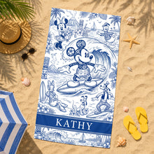 Load image into Gallery viewer, Surf's Up with Mickey and Friends - Personalized Beach Towel for Surfing Lovers
