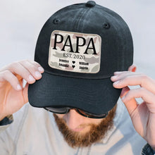 Load image into Gallery viewer, We Love You Dad - Personalized Vintage Washed Denim Cap for Fathers, Dads, and Grandpas Vintage Washed Denim Cap PopCulturePrints
