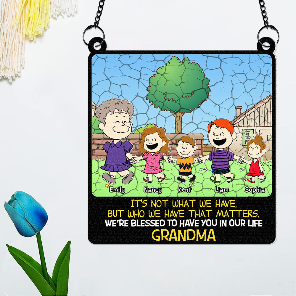 Custom Grandma Suncatcher Ornament - Personalized Family Gift