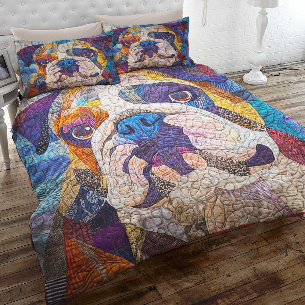 Cozy Christmas Pug Quilt Bed Set - Perfect Gift for Dog Lovers