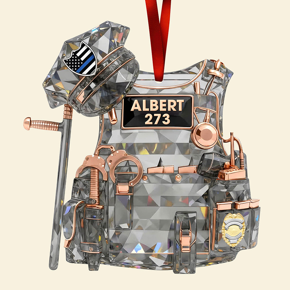 Celebrate the Brave - Police Vest Christmas Ornament - Personalized Gift for Police Officers Ornament PopCulturePrints