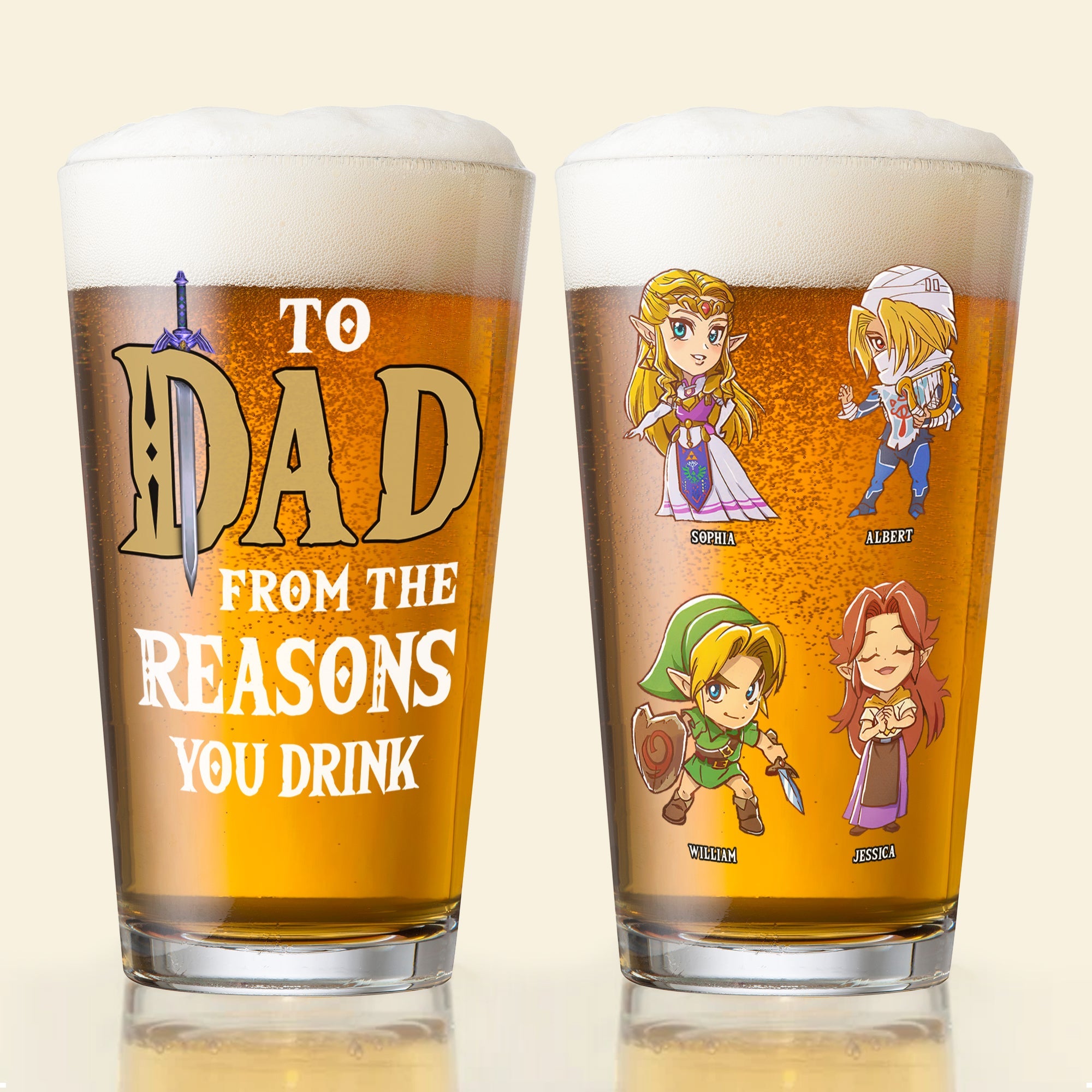 Personalized Father's Day Beer Glass - Fantasy Characters Design Beer Glasses PopCulturePrints