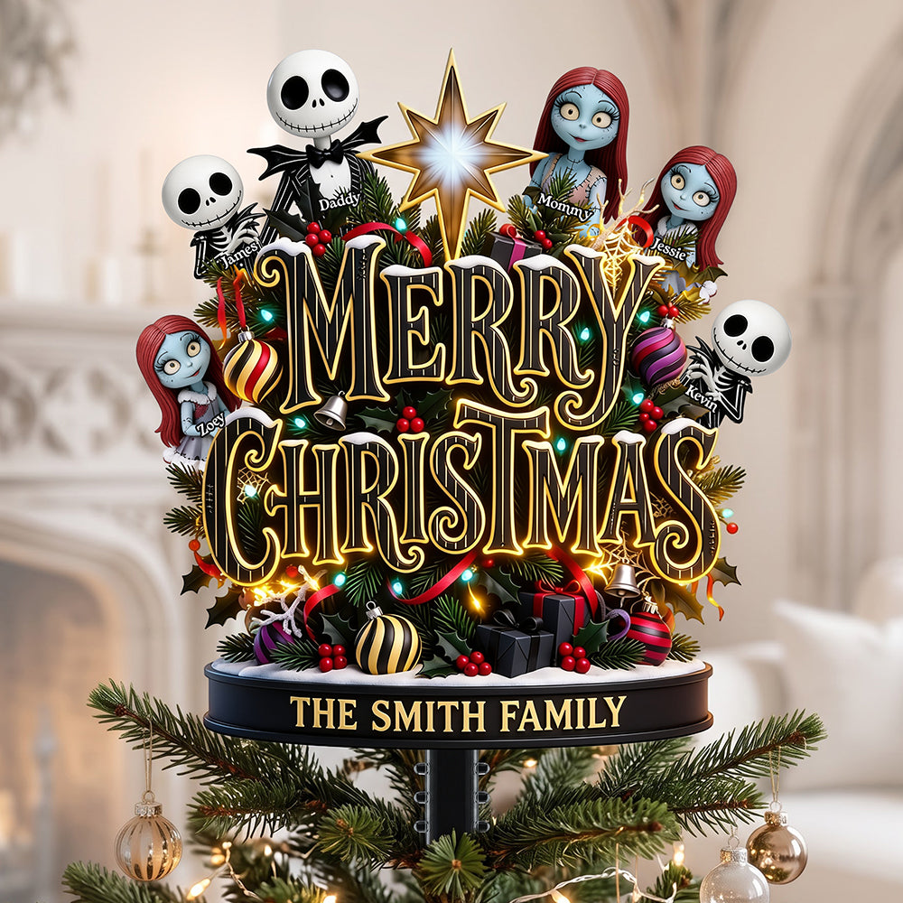 "Celebrate Your Unique Family Spirit!" - Spooky Family Tree Topper - Personalized Christmas Gift for Your Loved Ones Ornament PopCulturePrints