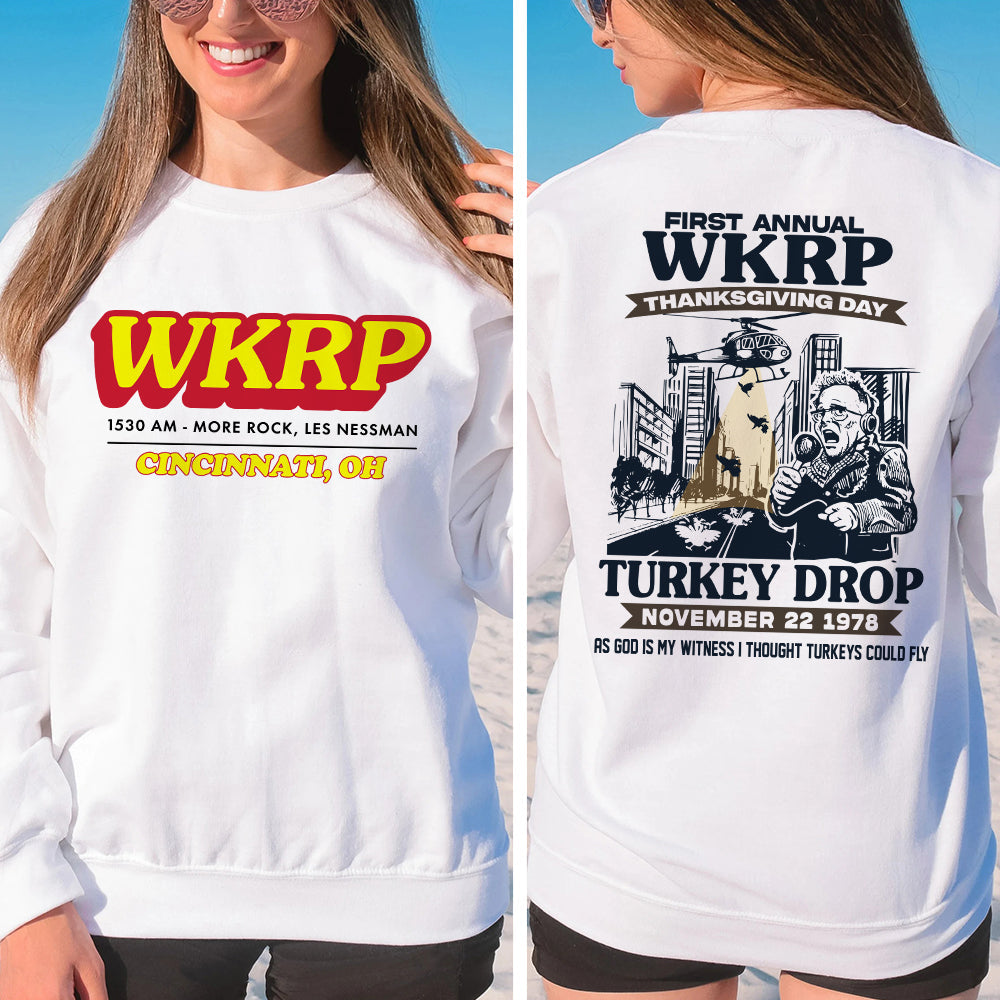 WKRP Thanksgiving Turkey Drop Hoodie Shirts PopCulturePrints
