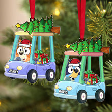 Load image into Gallery viewer, Personalized Kids&#39; Christmas Car Ornament with Cartoon Dog Character
