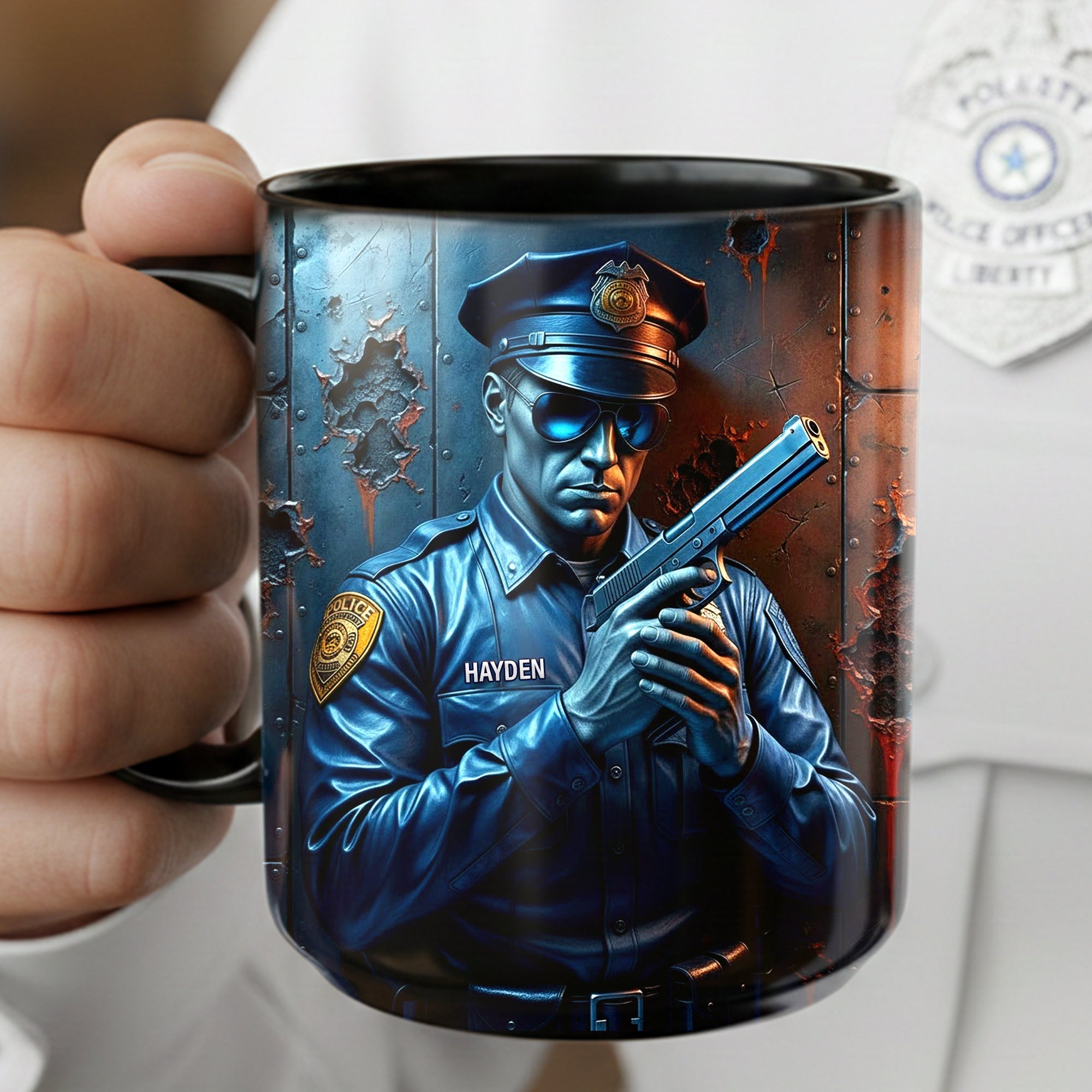 "Serve With Pride" - Personalized Police Mug - Custom Gift for Police Officers and Supporters Coffee Mug PopCulturePrints