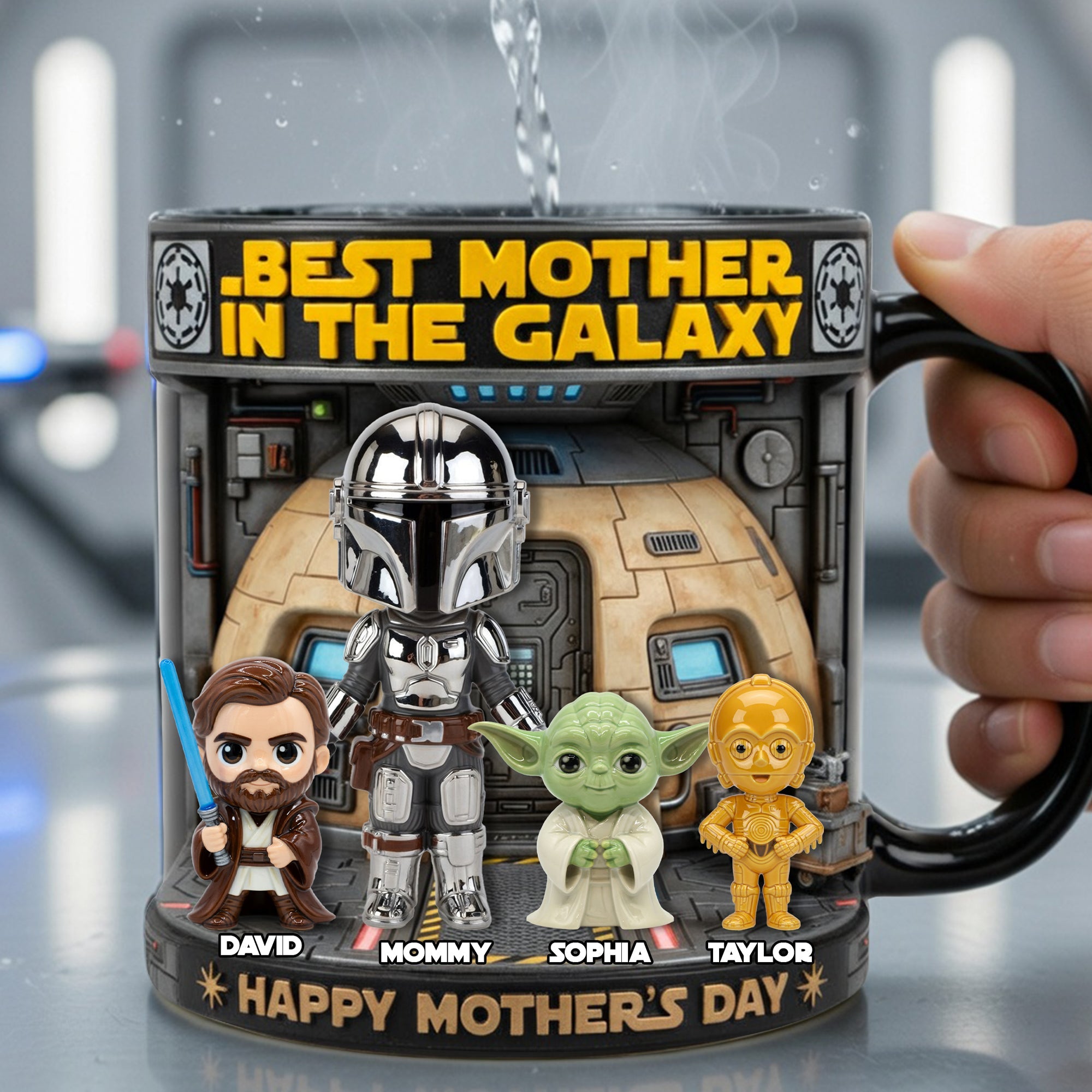 Best Mother in the Galaxy - Personalized Starlight Mom Magic Coffee Mug Coffee Mug PopCulturePrints
