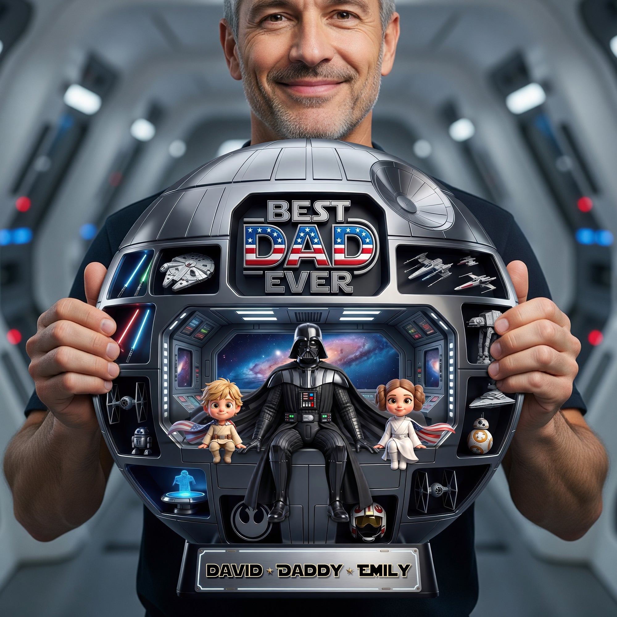"Best Dad Ever" - Personalized Dad Space Station Acrylic Plaque - Perfect Gift for Dads and Grandpas Shaped Plaques PopCulturePrints