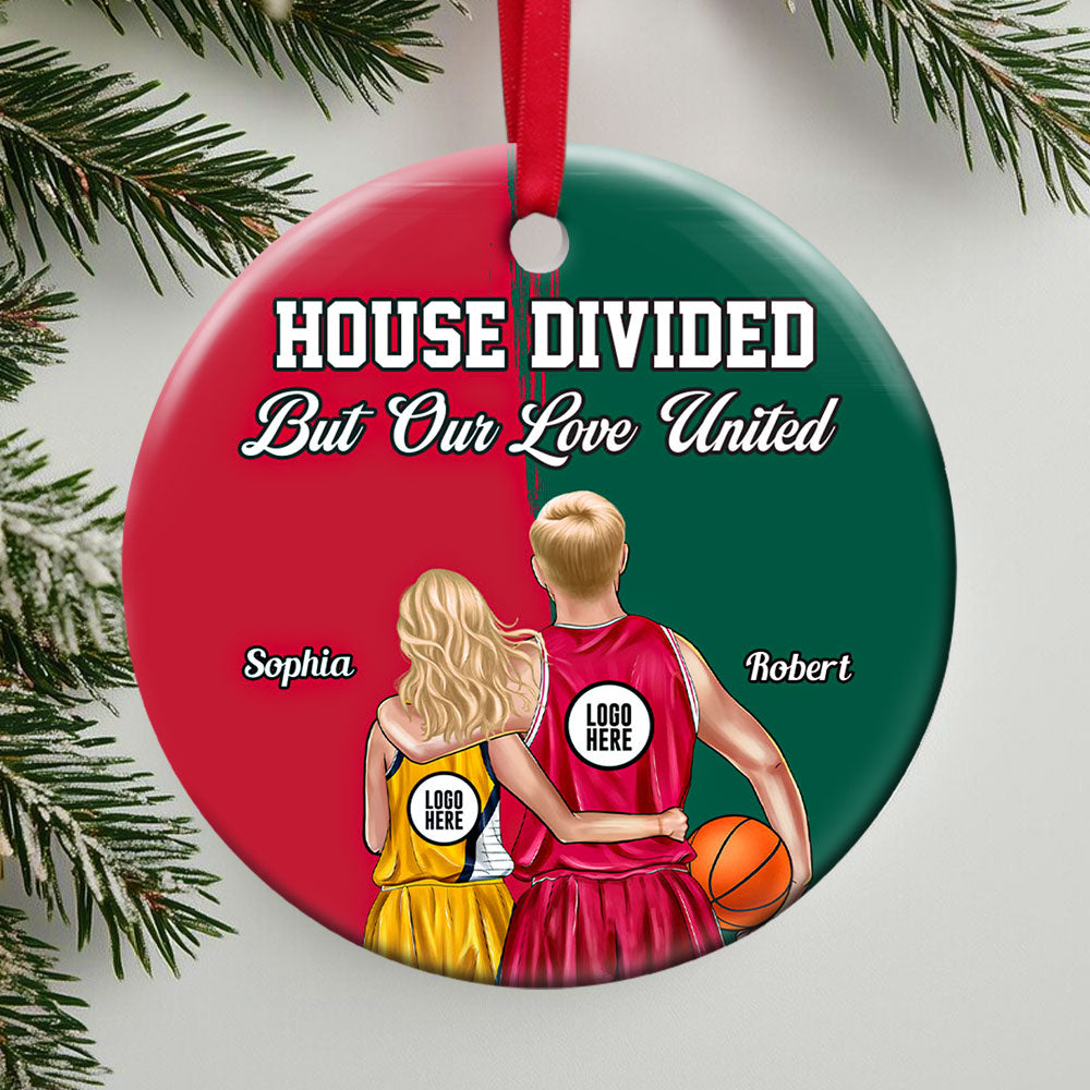 Personalized Basketball Couple Ornament - House Divided - Valentine's Day Gifts Ornament PopCulturePrints