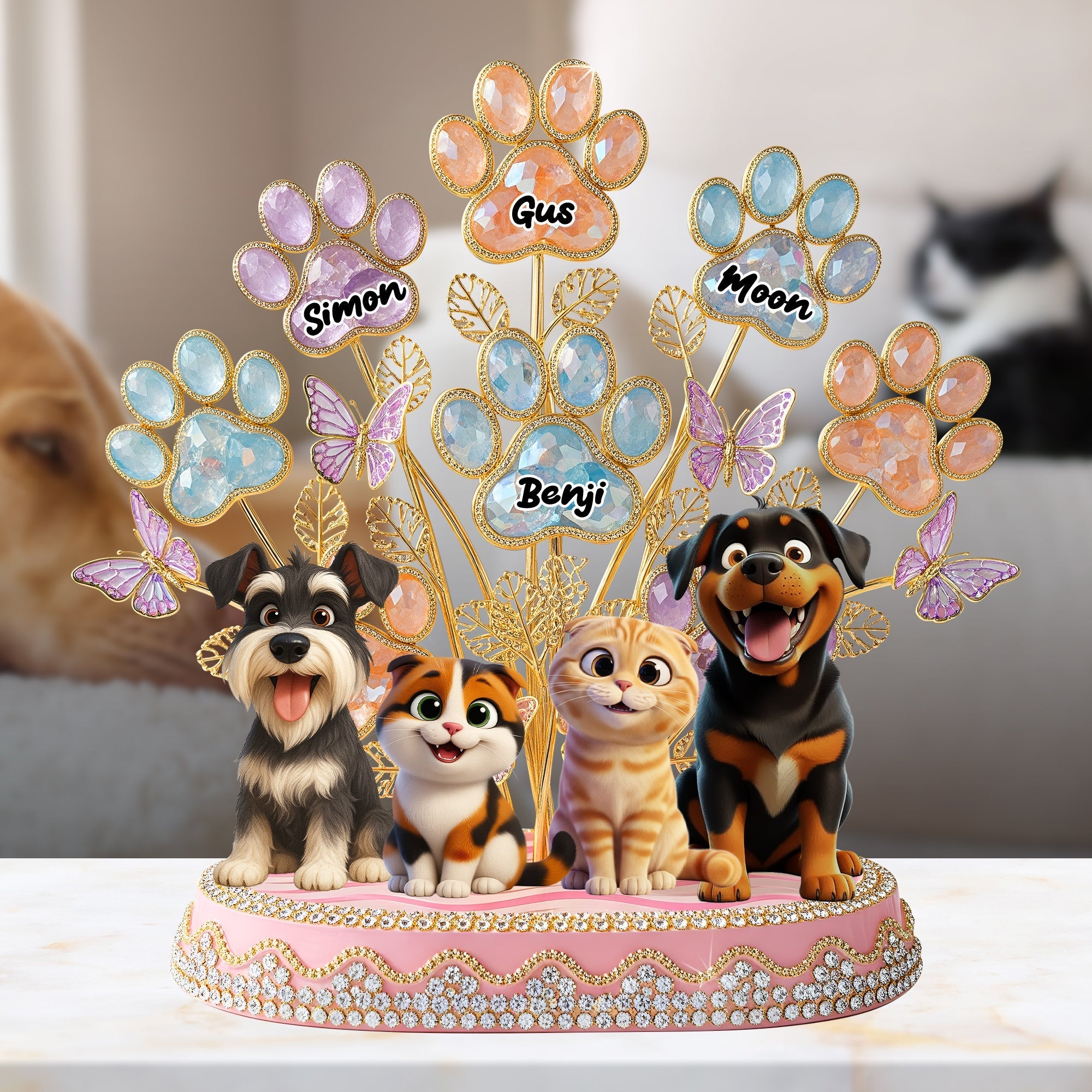 “Celebrate Every Paw” - Cute Paw Tree Acrylic Plaque - Personalized Gift for Dog & Cat Lovers Shaped Plaques PopCulturePrints