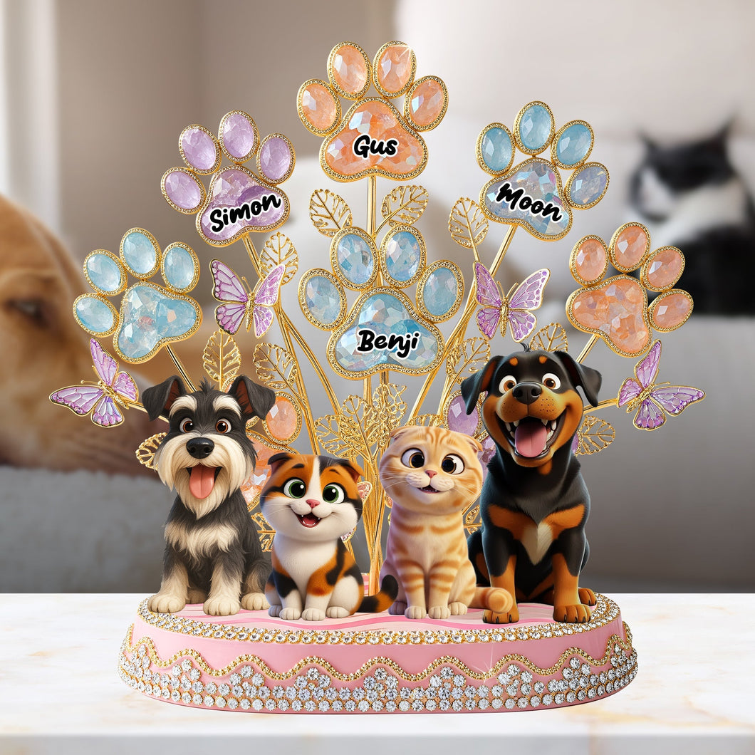 “Celebrate Every Paw” - Cute Paw Tree Acrylic Plaque - Personalized Gift for Dog & Cat Lovers Shaped Plaques PopCulturePrints