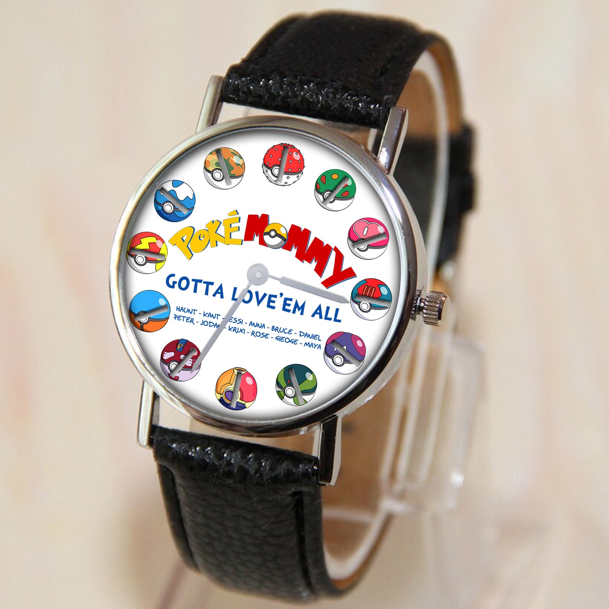 Gotta Love 'Em All - Personalized Watch for Mom Men's Watch PopCulturePrints