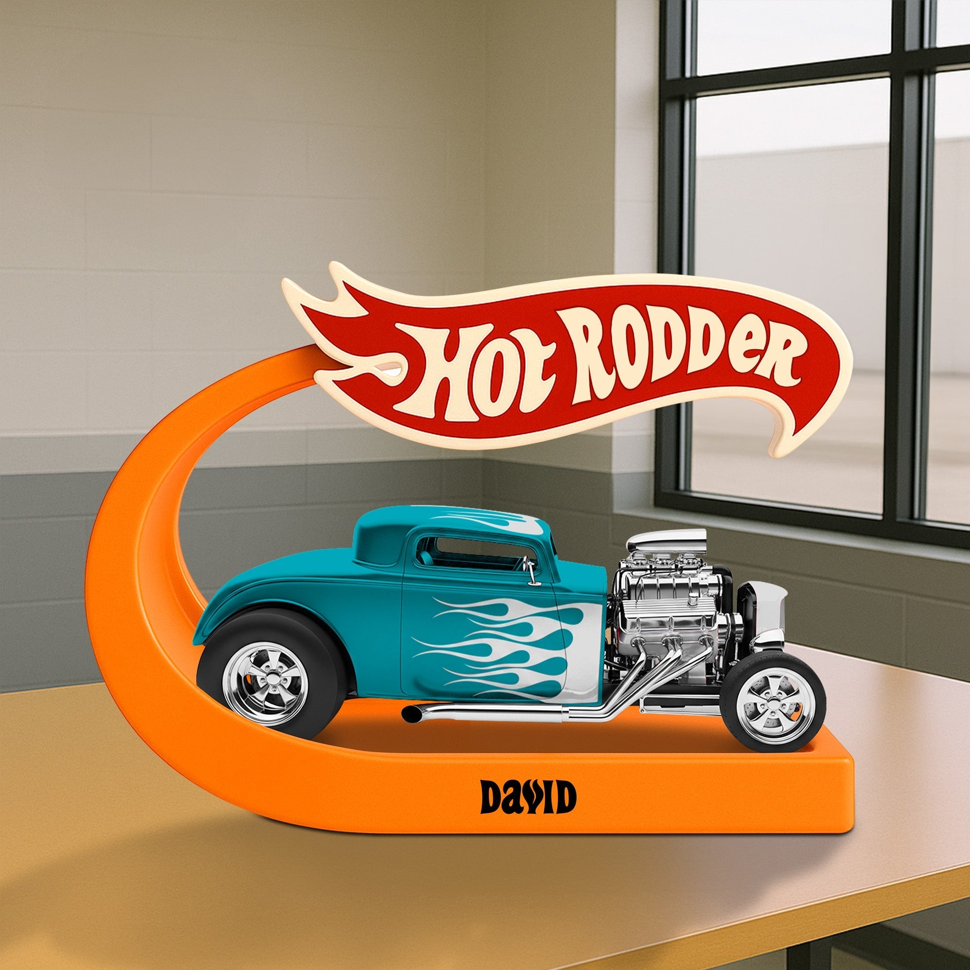 Hot Rod Love: Vintage Muscle Machine Plaque - Personalized Gifts for Car Enthusiasts Shaped Plaques PopCulturePrints